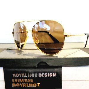 Unisex Aviator Sunglasses 60mm Polarized Gold Metal Frame 100%UV Protection